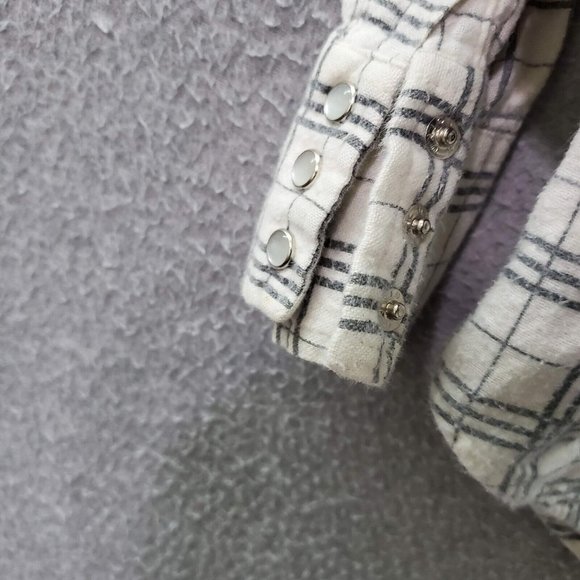 Jean Phillipe Men Button Up Shirt Large Gray Plaid Flannel Pearl‎ Snap Collar - Picture 8 of 8